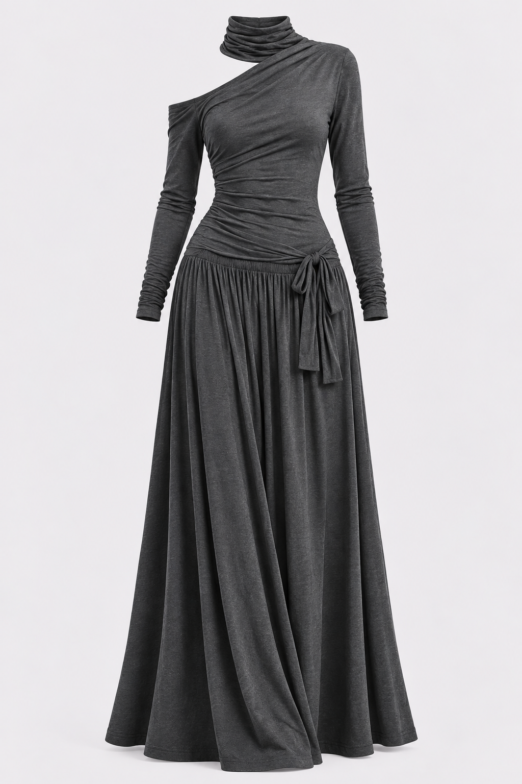 Polyester Blend Maxi Dress With Asymmetric Neckline - 5