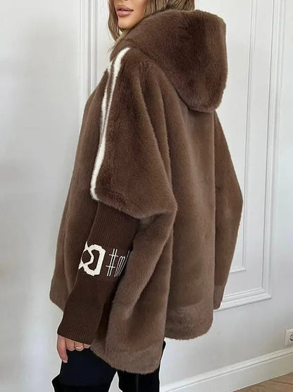 Oversized Faux Fur Hooded Winter Coat - view 11