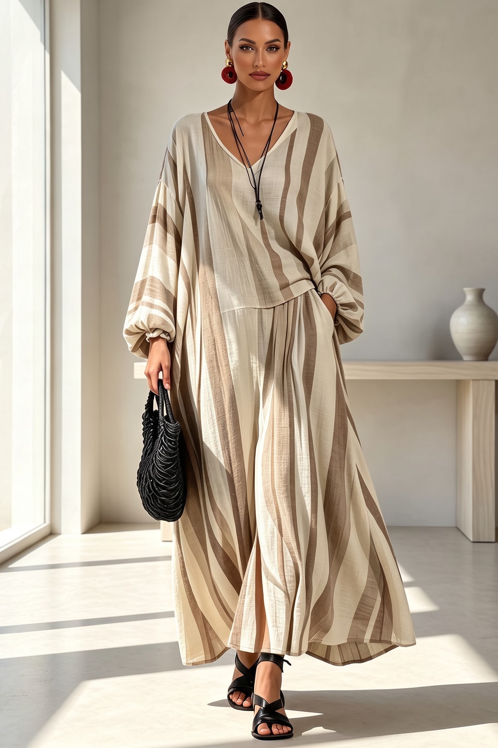 Polyester Striped Long Sleeve Set - 6