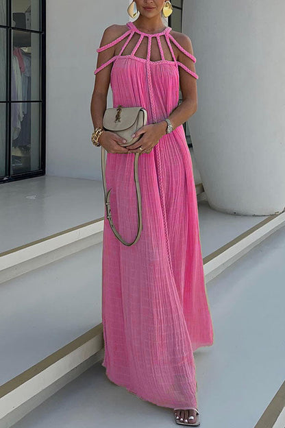 Braided Back Linen Blend Maxi Dress - view 3