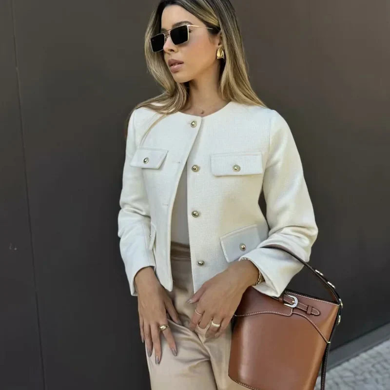 Fitted Blazer with Gold-Tone Buttons - view 6