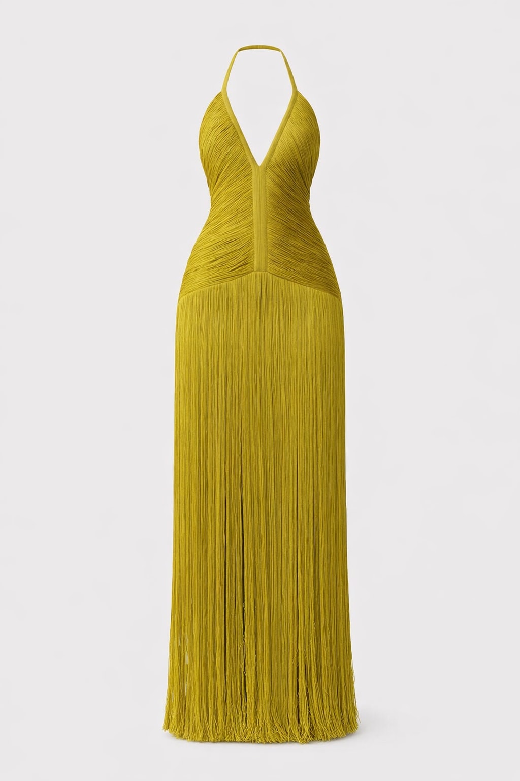 Maxi Dress with Sleeveless Helter V-Neck - 1