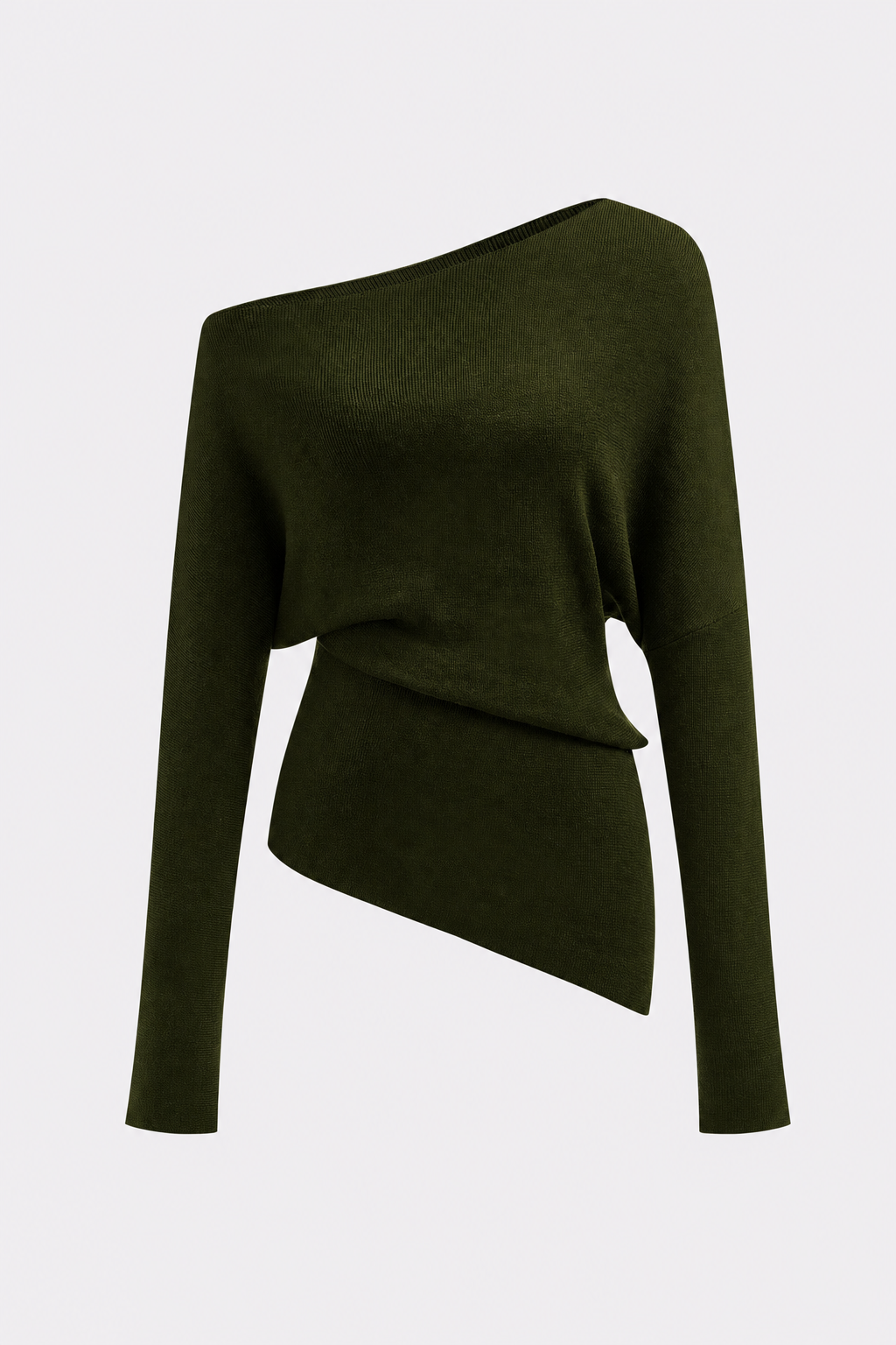 Wool-blend knit top with asymmetrical neckline - view 6