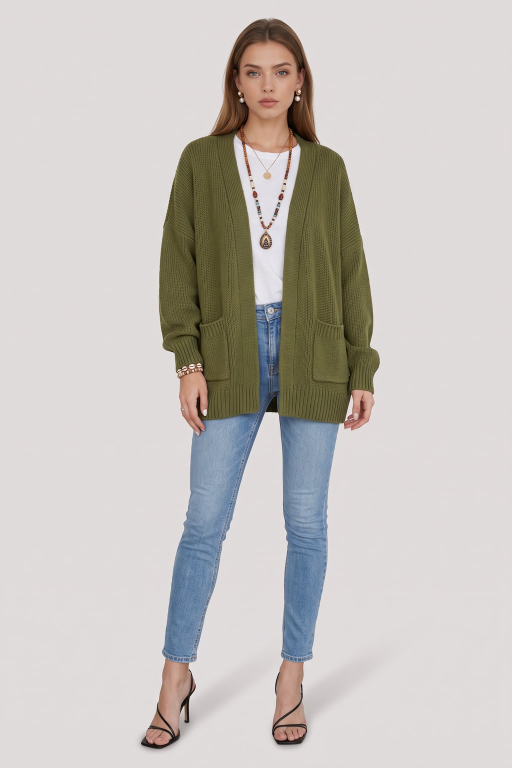 Cotton Blend Relaxed Open-Front Cardigan - 4