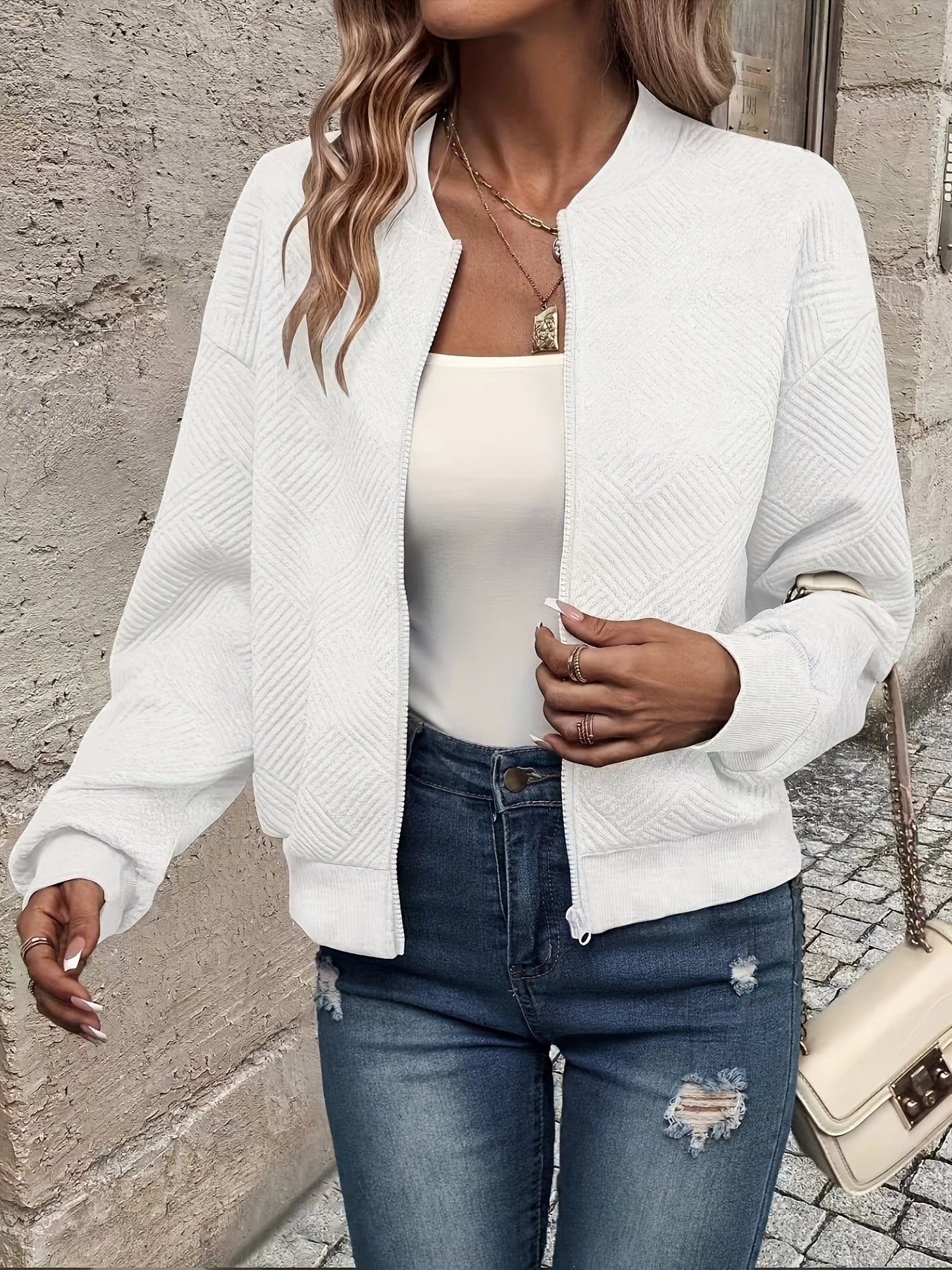 Quilted Knit Bomber Jacket - view 6