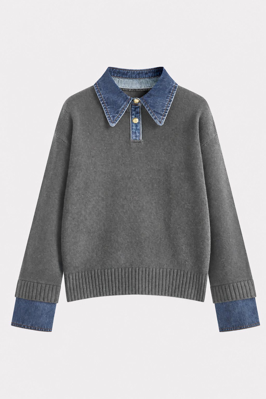 Panel Lapel Relaxed Knit Sweater - view 5