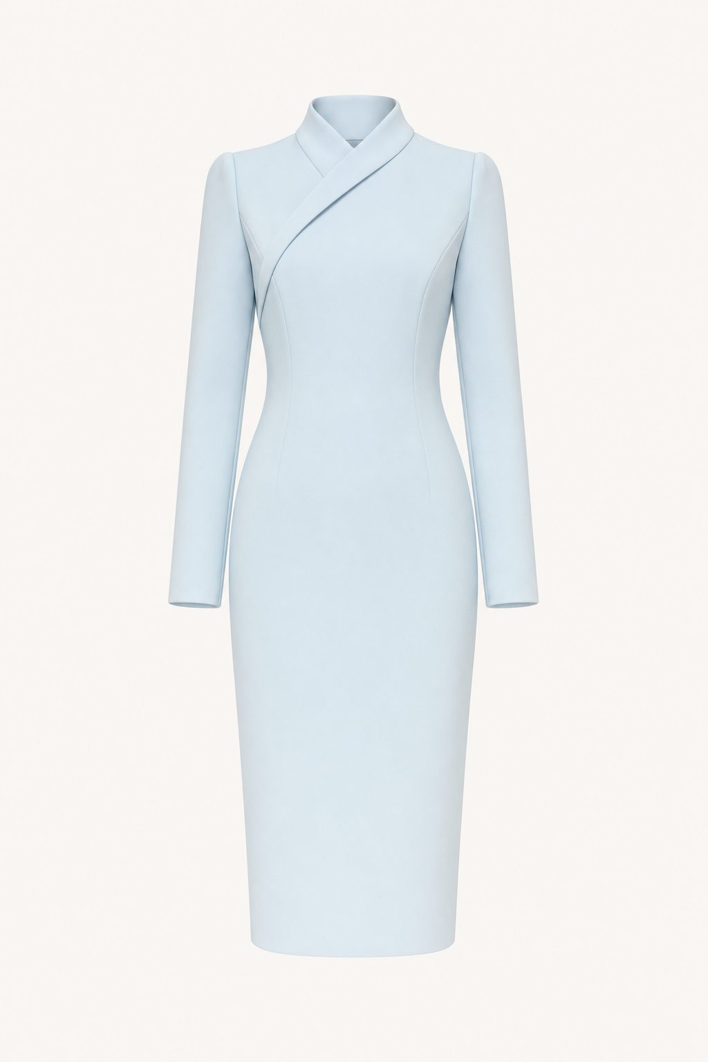 High Neck Long Sleeve Midi Dress