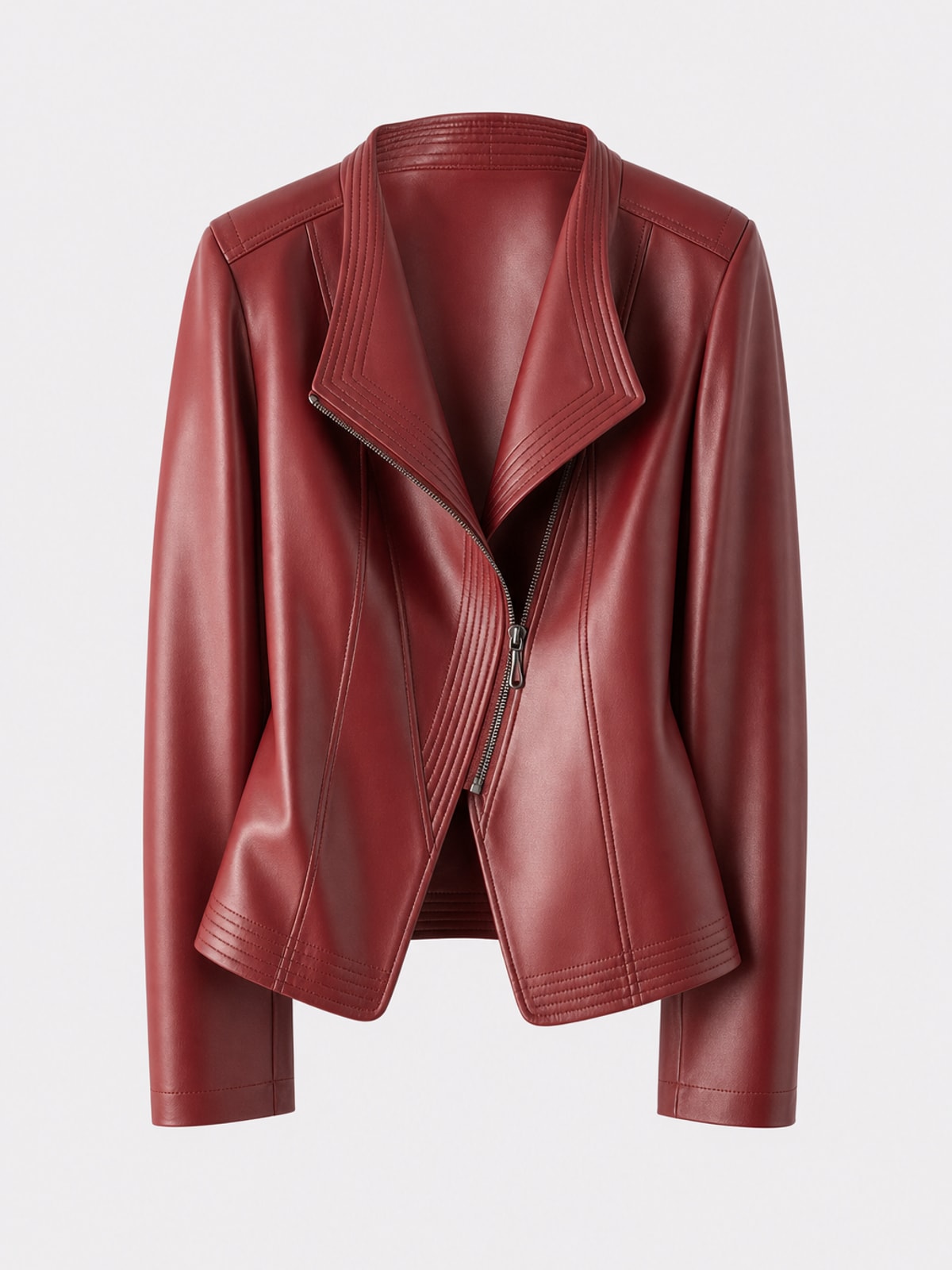 Effortless Vegan Leather Jacket With Asymmetrical Zip - 1