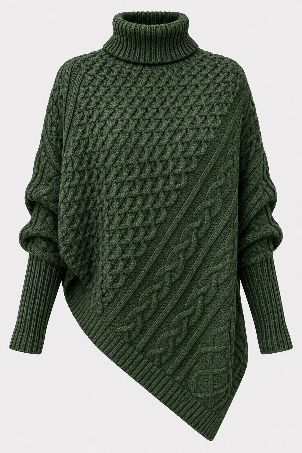 Wool Blend Poncho Sweater Cozy Turtleneck - 1
