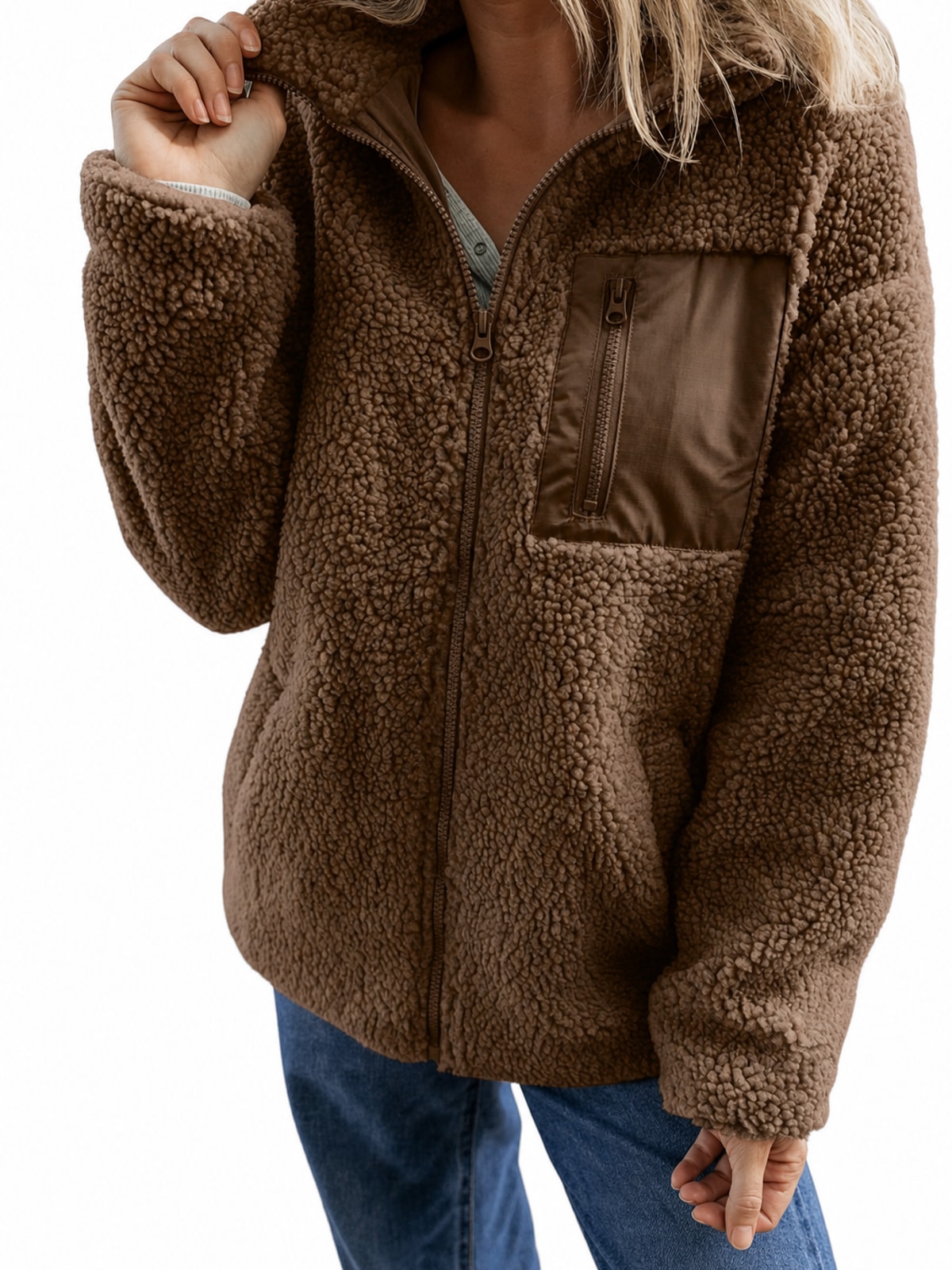 Women's Teddy Fleece Long Coat Cozy Winter Warmth - 4