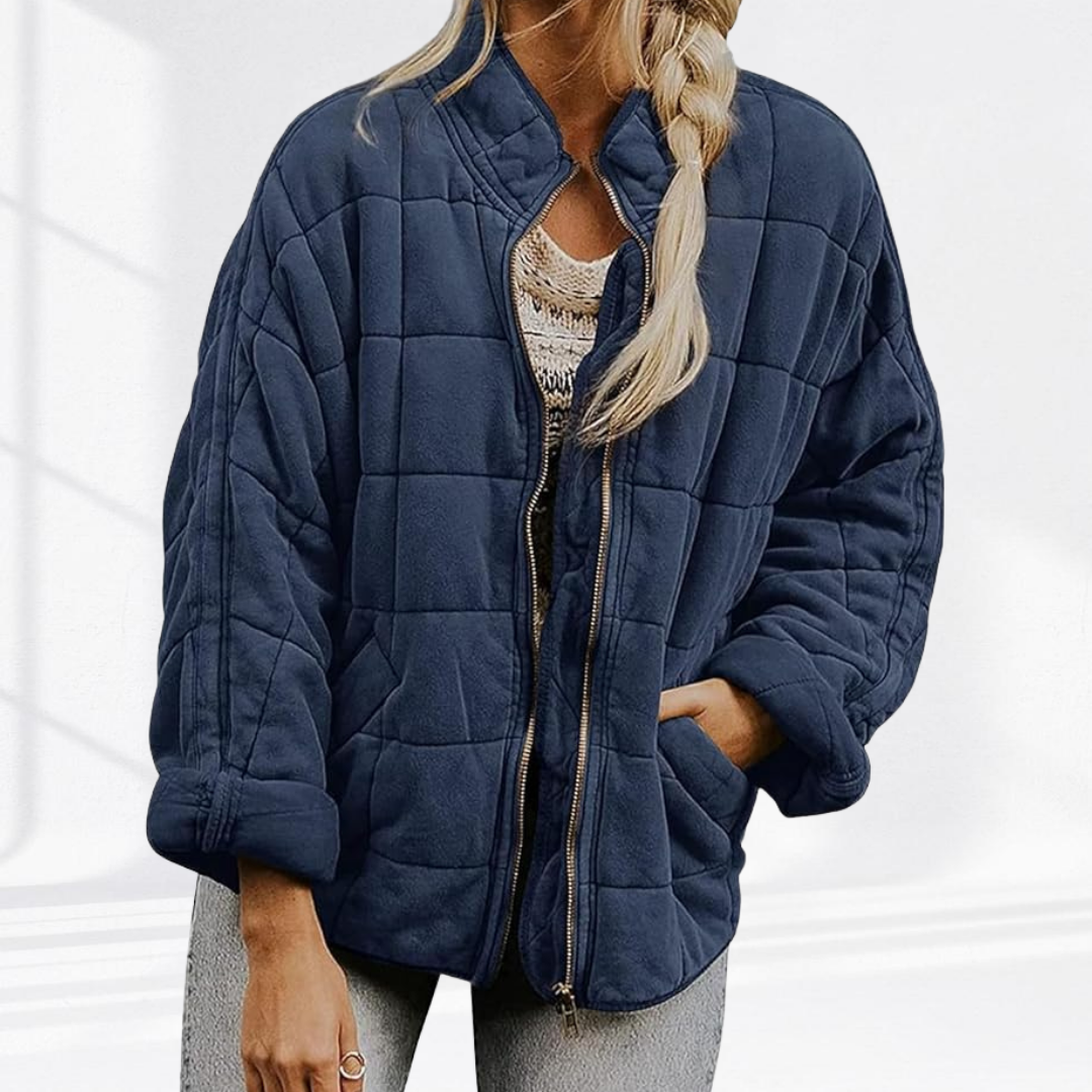 Quilted puffer jacket with high funnel neck - view 11