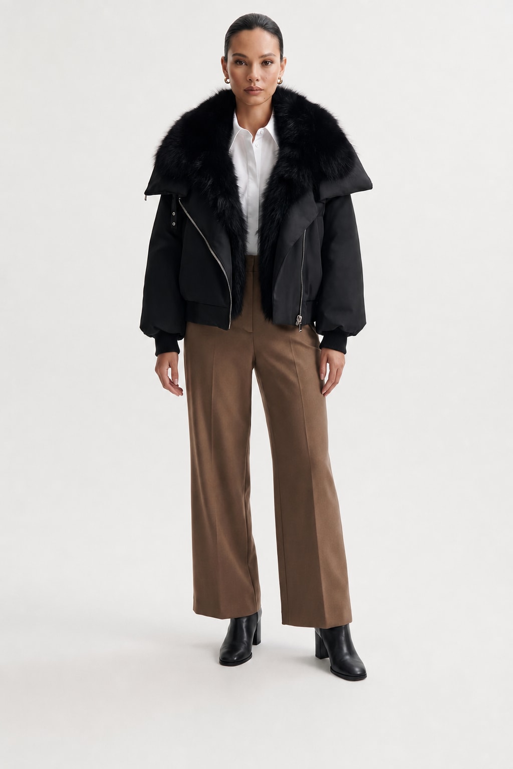 Down Jacket With Fur Collar - 5