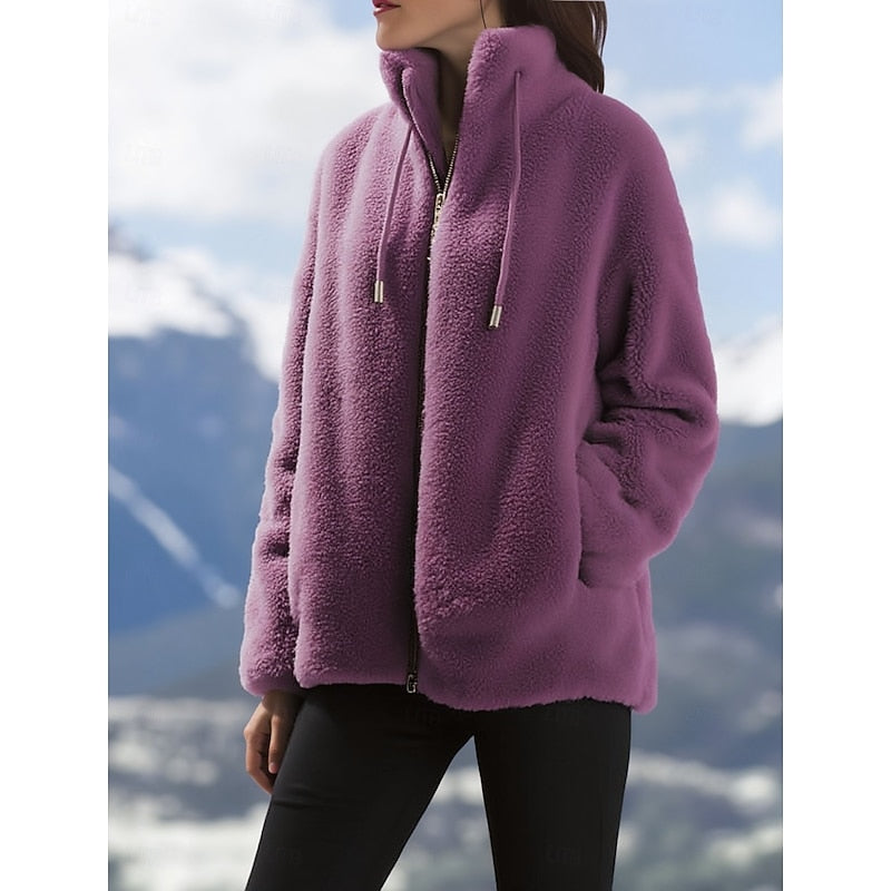 Full-Zip Fleece Coat with Stand Collar - view 4