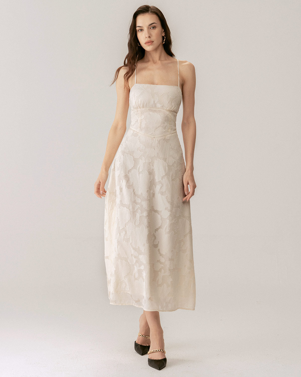 Apricot Jacquard Corset Maxi Dress - view 2