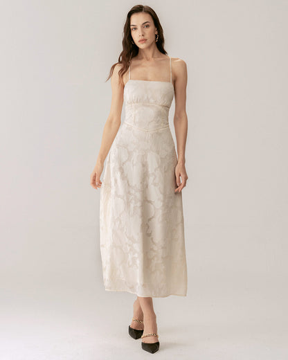 Apricot Jacquard Corset Maxi Dress - view 2