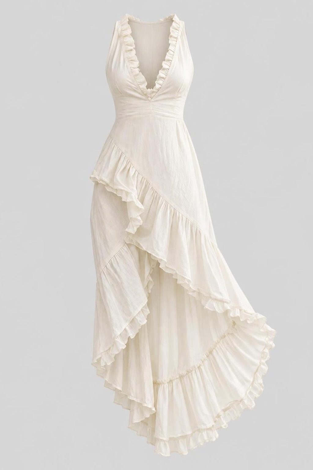 Maxi Dress With Ruffle V-Neck - 1