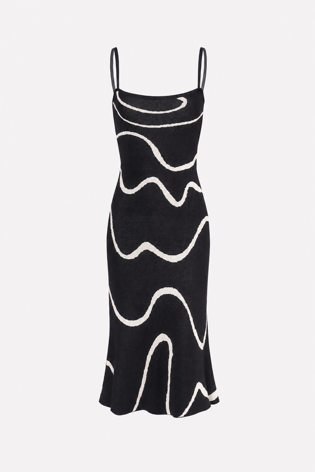 Black Cotton Modal Midi Dress, Mermaid Hem