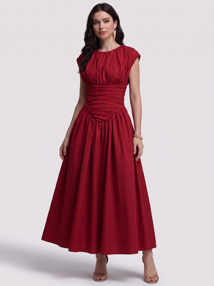 Ruched Maxi Dress in Red - view 2