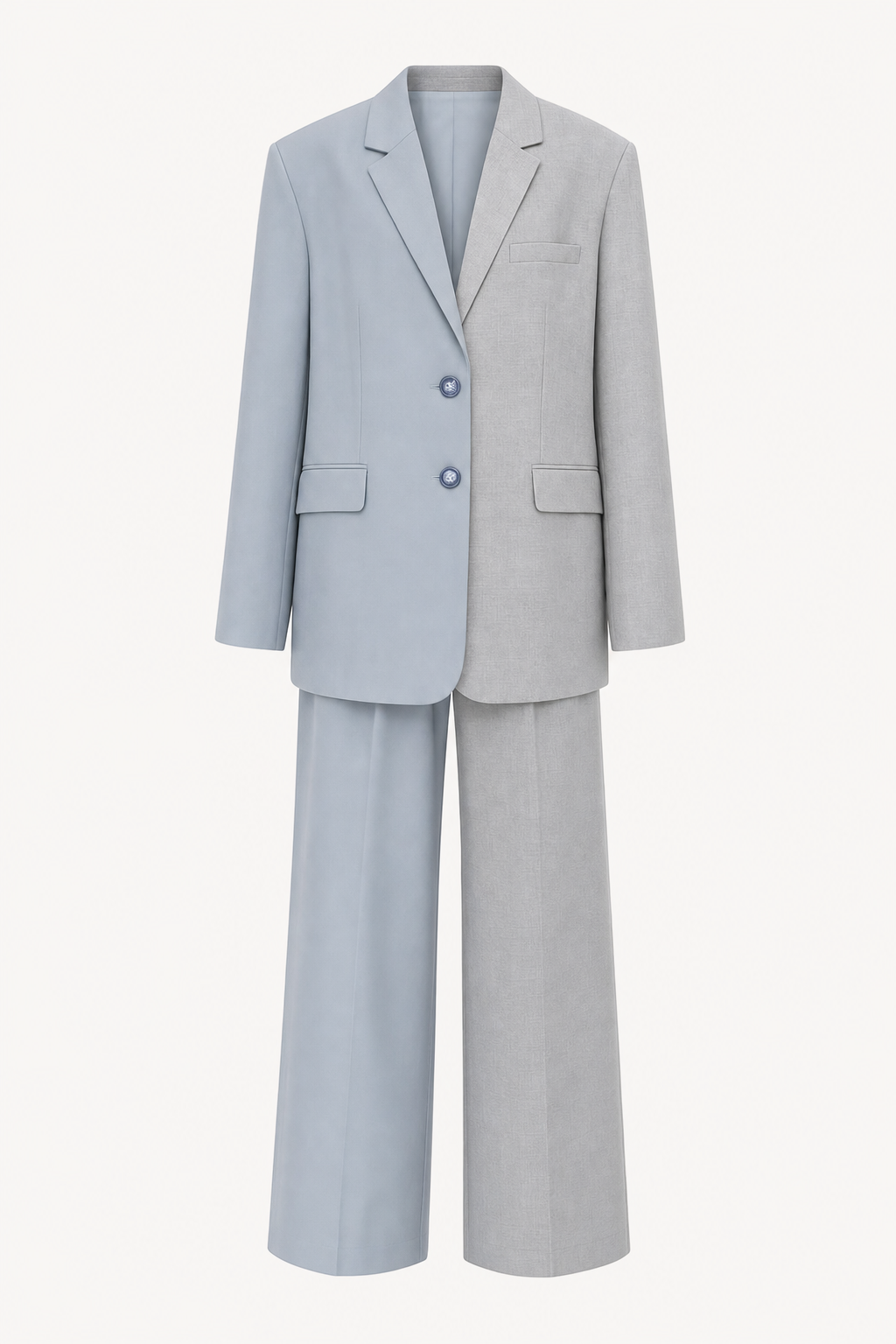 Two-Tone Lapel Blazer and Wide Leg Pants Set