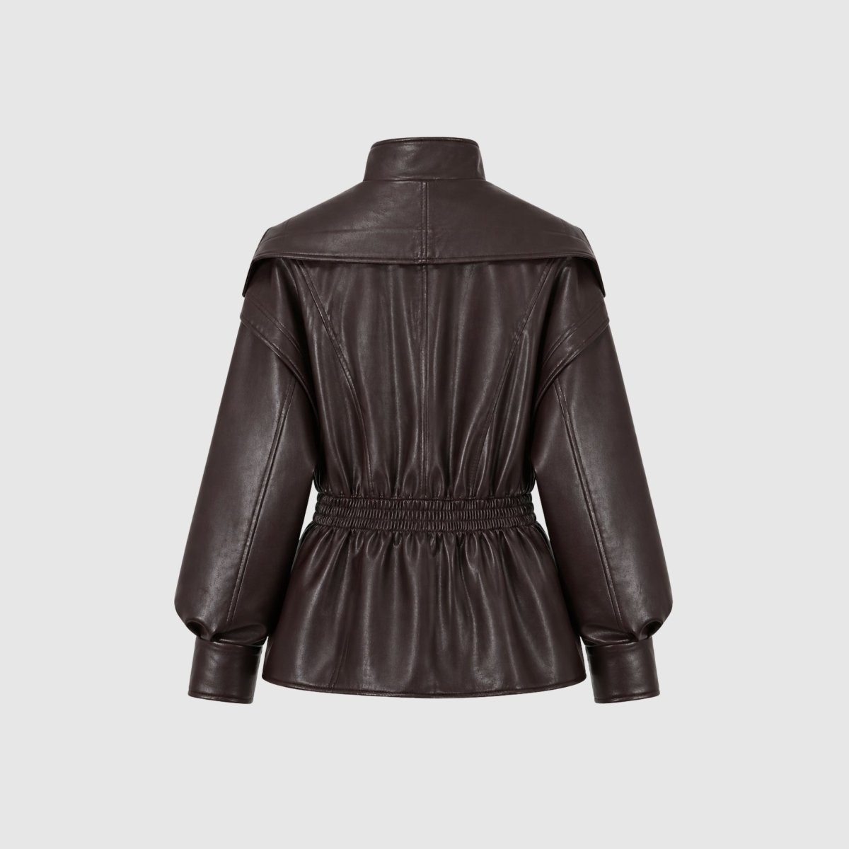 Notch Lapel Leather Moto Jacket - view 9