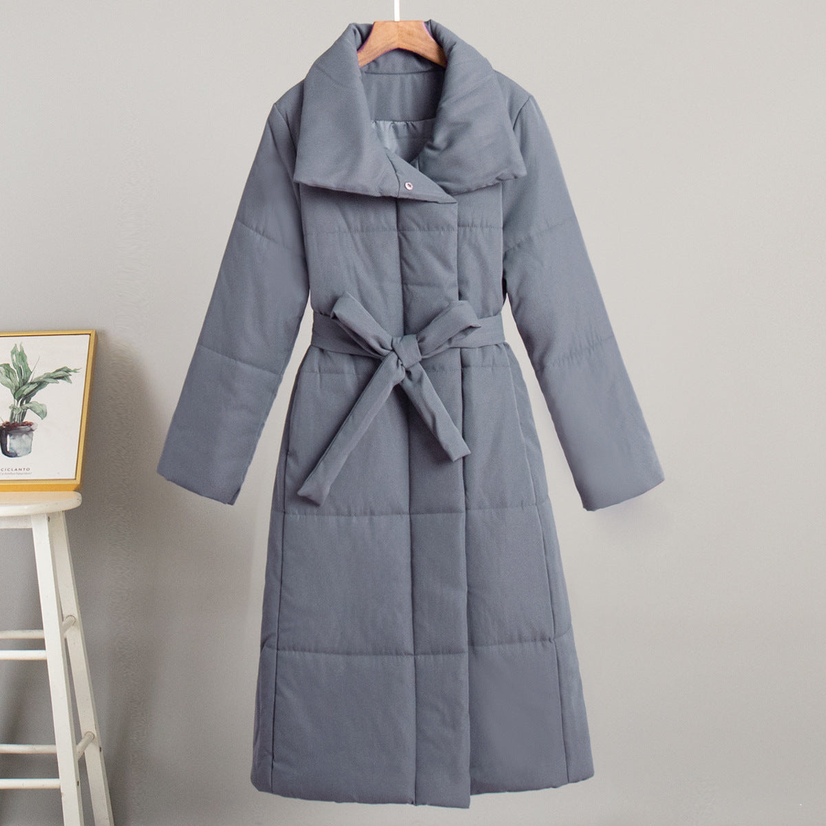 Quilted Cotton Blend Long Belted Coat - view 6