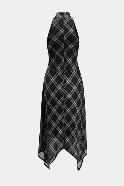 Plaid Jersey Halter Maxi Dress - view 6