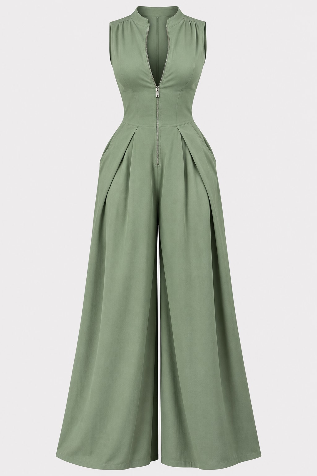Effortless Blend Jumpsuit with High-Waisted Fit - 1