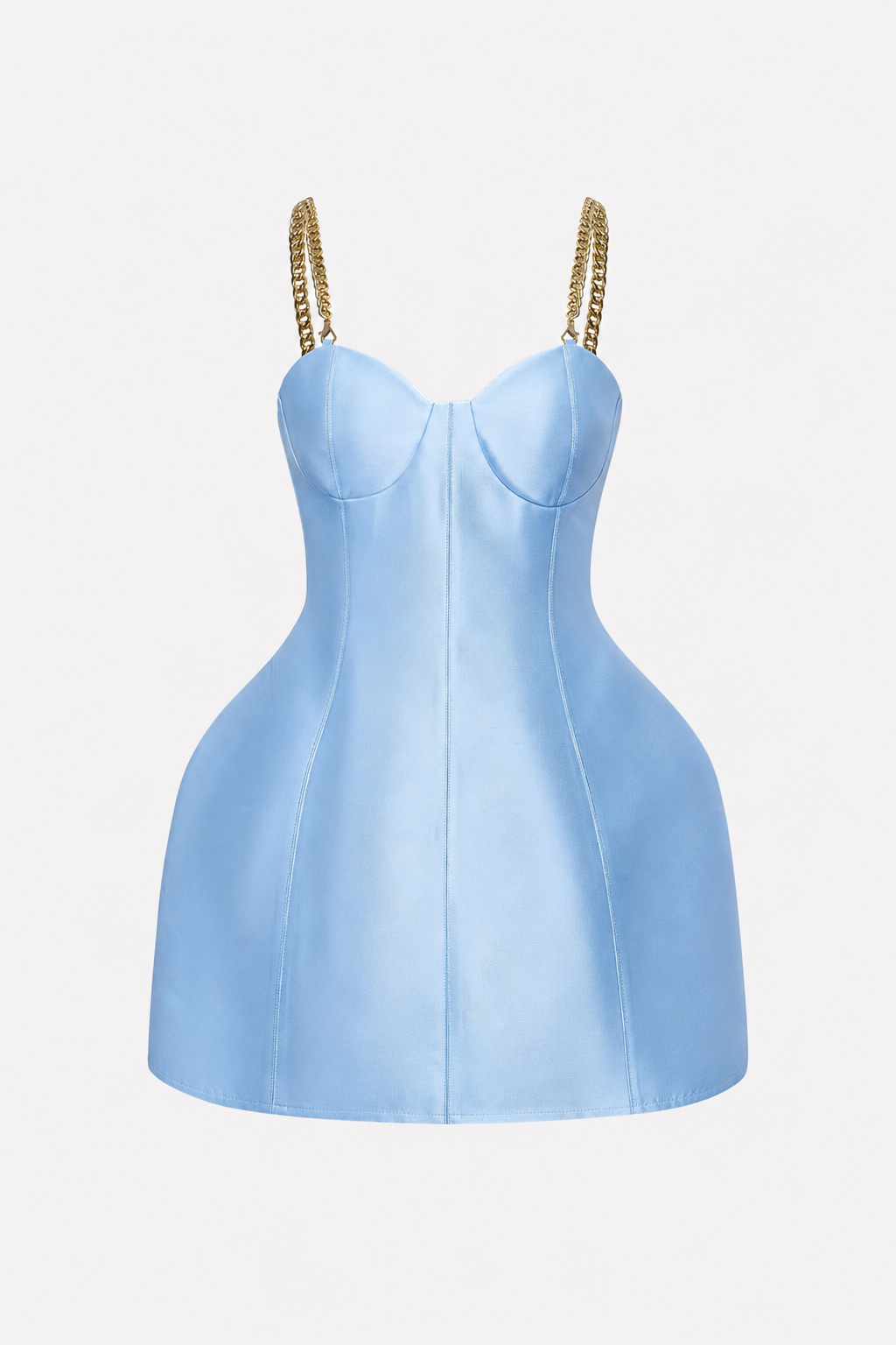 Satin mini dress with metallic chain strap - view 8