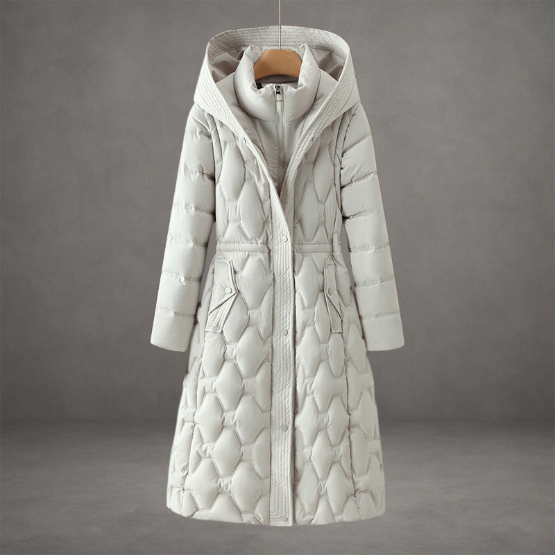 Quilted Longline Puffer Coat With Hood - view 3