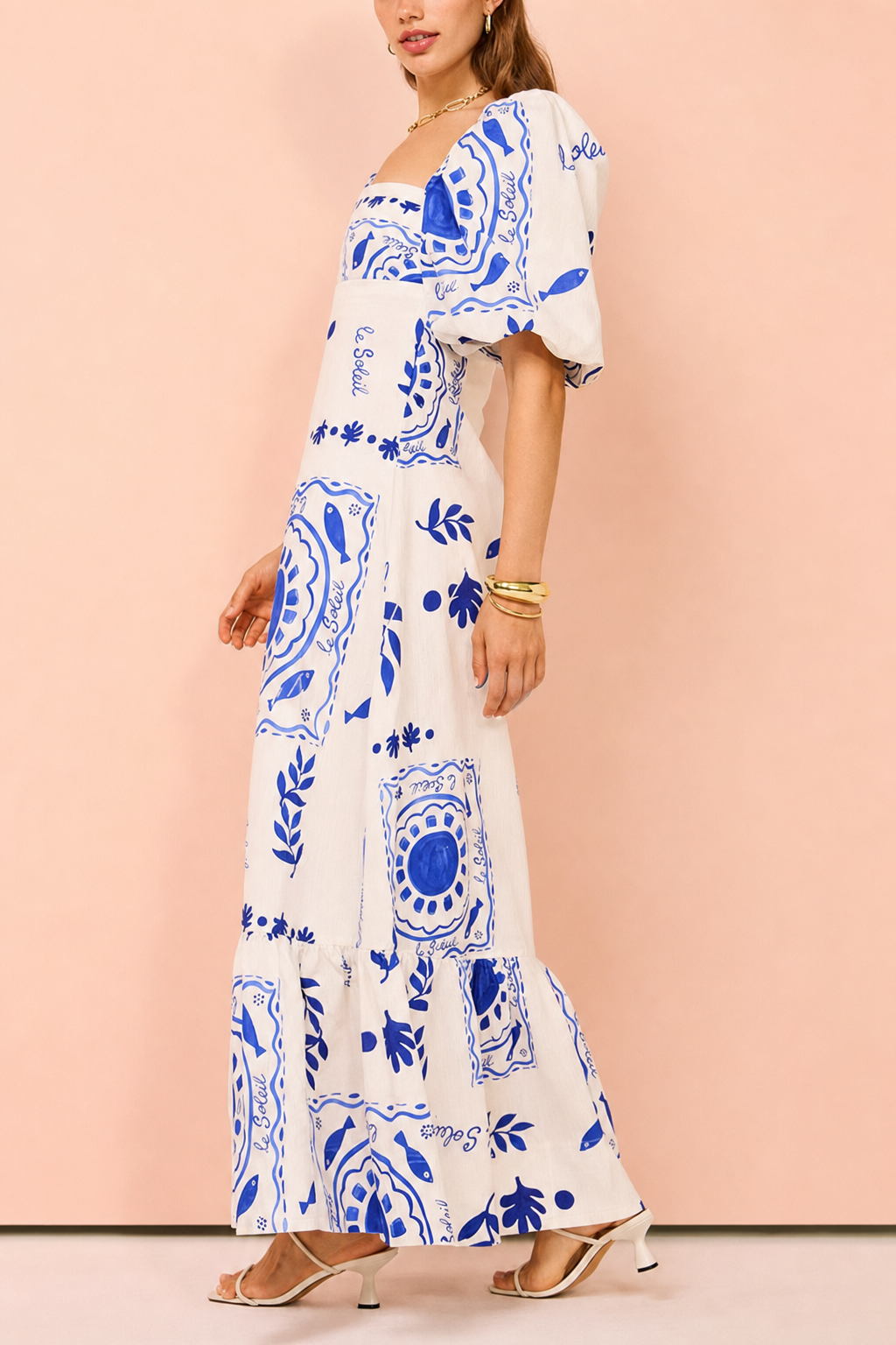 Square Neck Linen Blend Maxi Dress - view 4