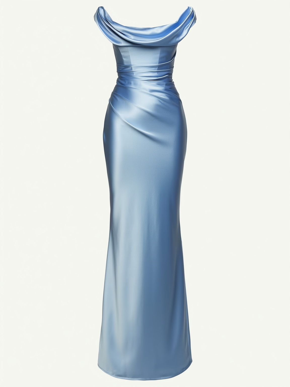 Satin one-shoulder pleated maxi dress - view 2