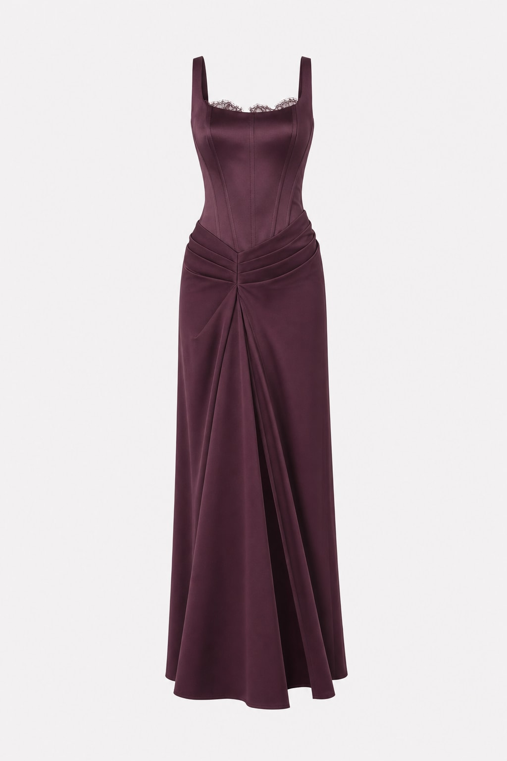 Polyester Corset Sheath Formal Dress In Burgundy - 1