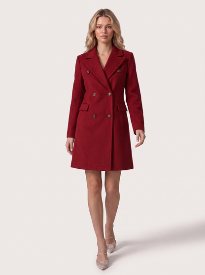 Double breasted longline coat with notch lapel - view 2