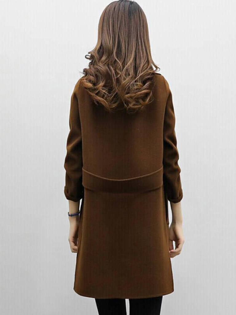 Double-Breasted Longline Coat with Notched Lapels - view 7