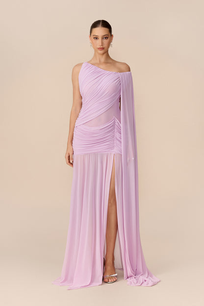 Cape Sleeve Mesh Maxi Dress in Purple - view 2