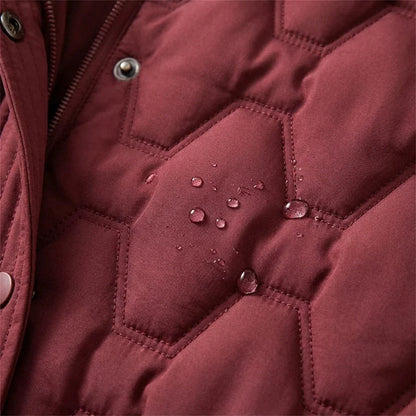 Quilted Longline Puffer Coat With Hood - view 6