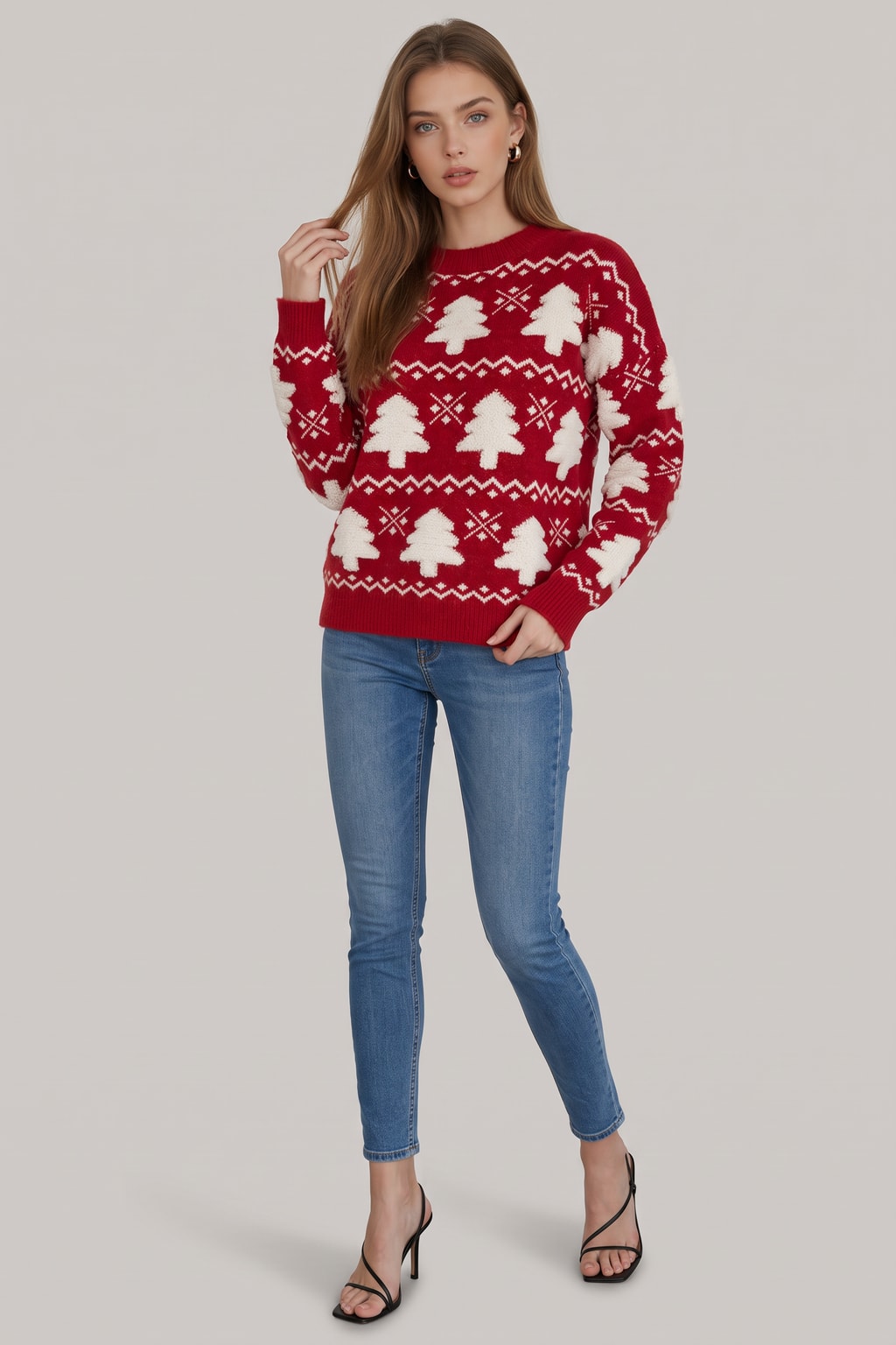 Knit Holiday Sweater with Textured Festive Motifs - 4