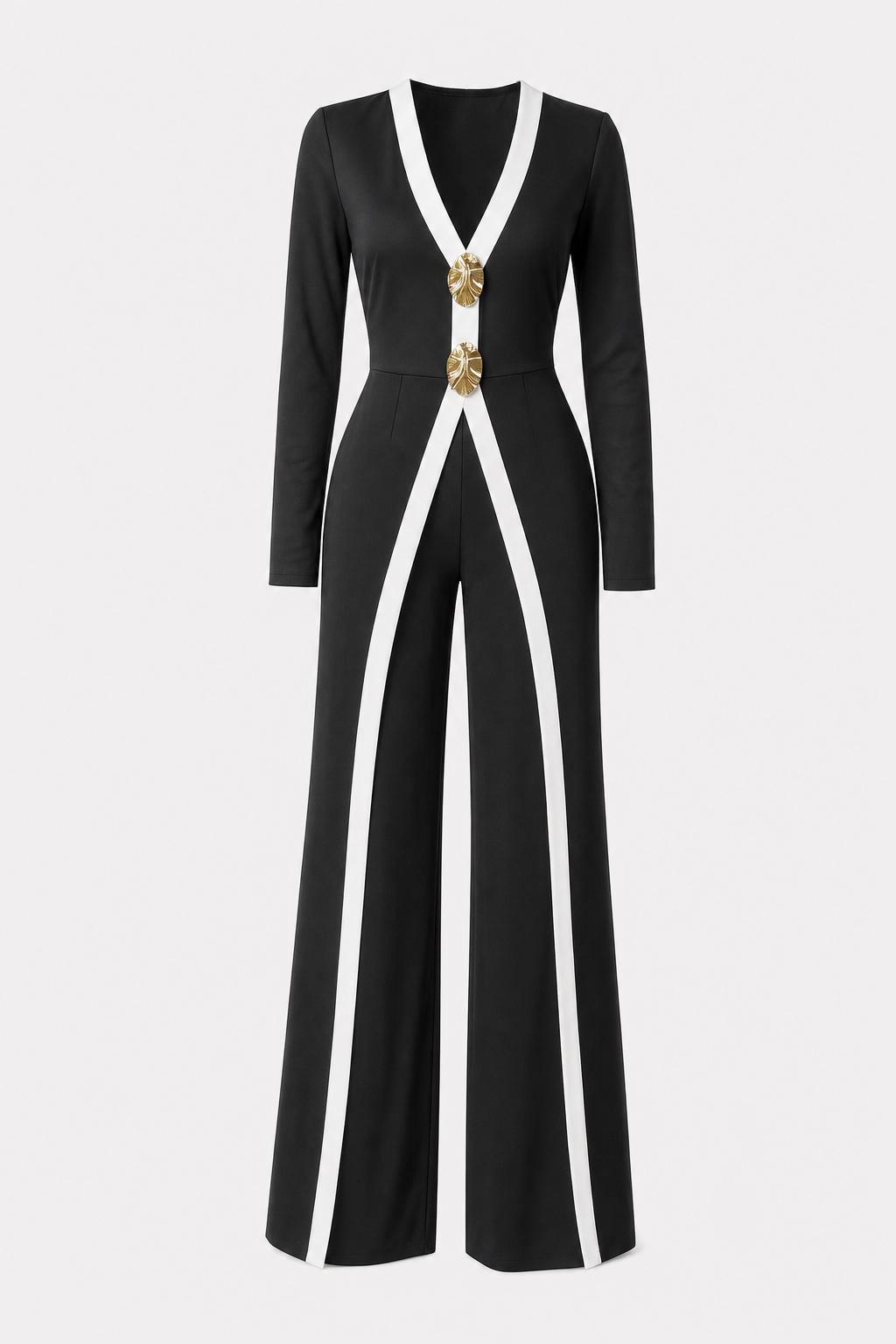 Faux Two-Piece Wide-Leg Jumpsuit, Contrast V