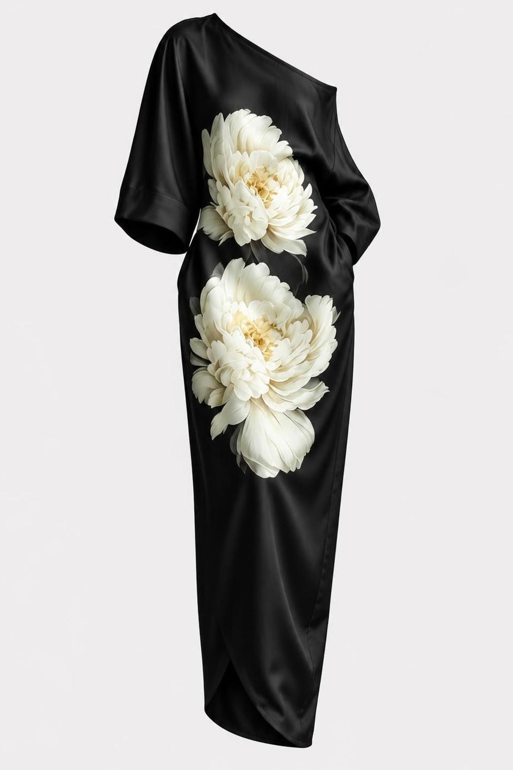 Cotton-Blend Maxi Dress With One-Shoulder Asymmetric Hem - 1