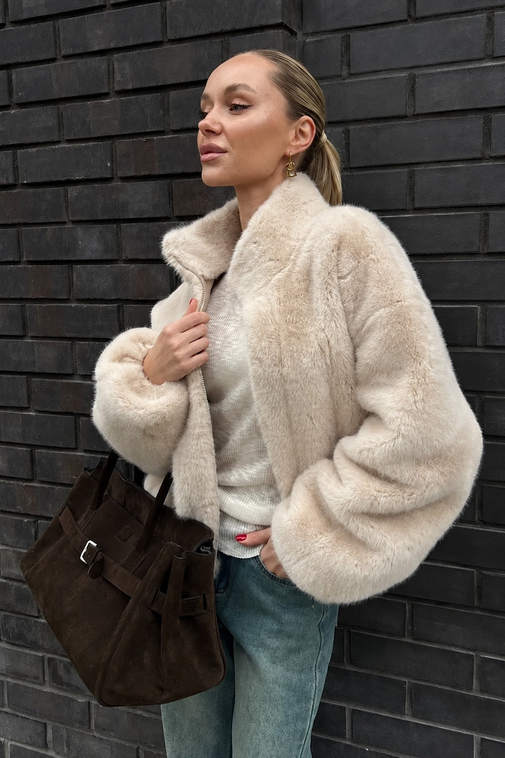 Plush Jacket Cropped Zip-Up - 4
