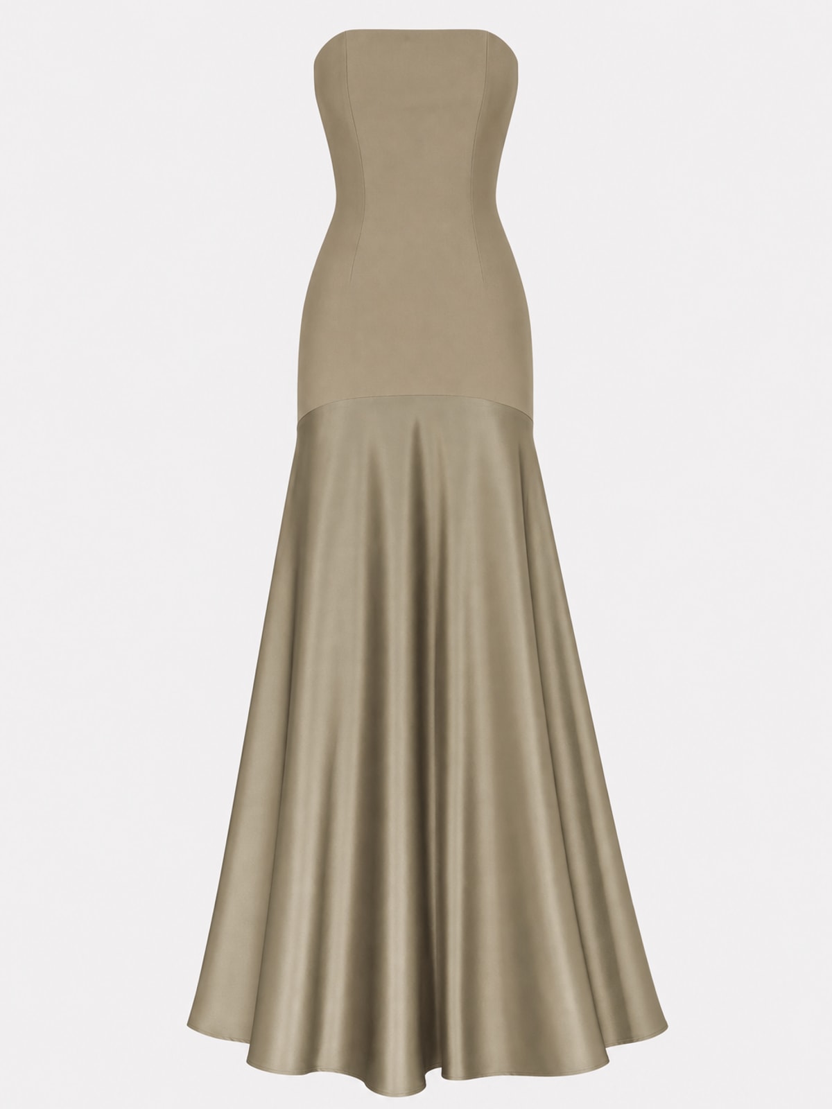 Effortless Satin Strapless Flare Maxi Dress - 1