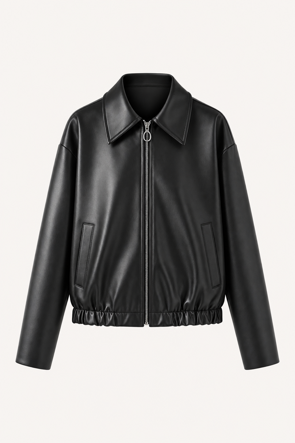 Oversized Cropped Leather Jacket