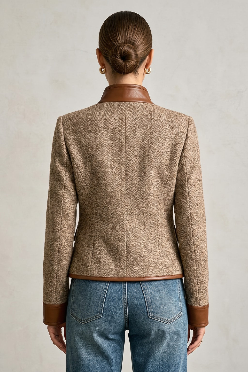 Brown Wool Coat With Contrast Velvet Collar - 4