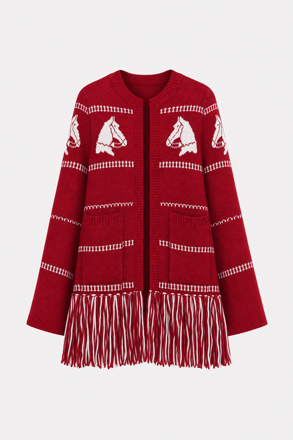 Wool blend fringe trim cardigan - view 10