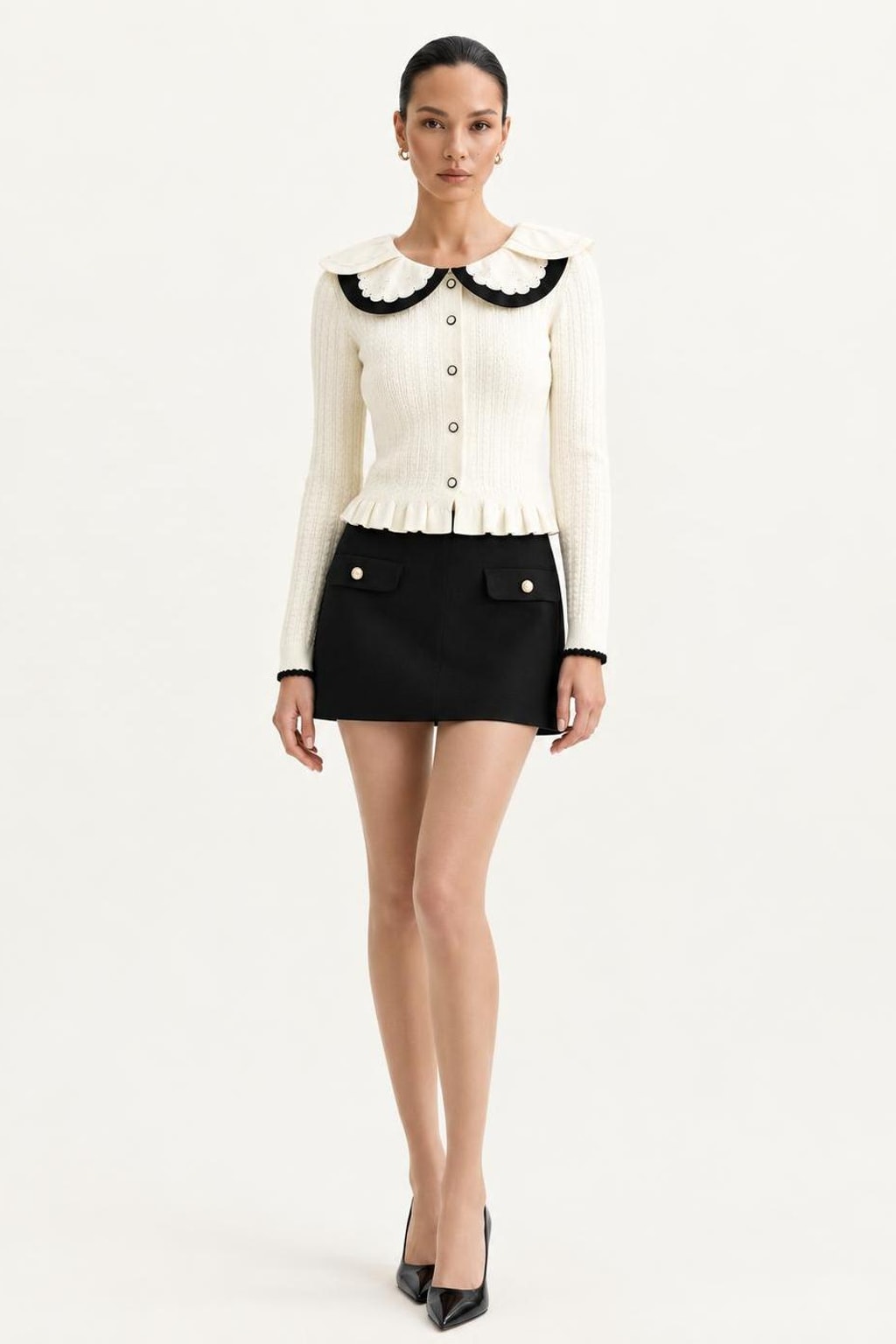 Viscose Cardigan With Embroidered Collar - 3