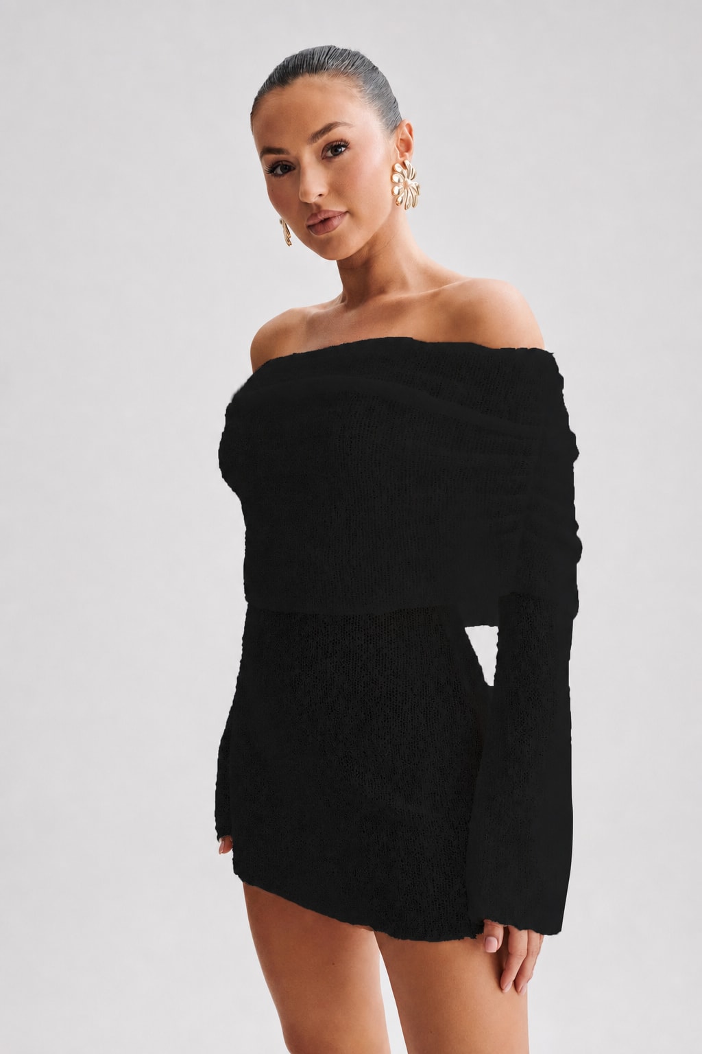 Knit Off-Shoulder Mini Dress - 8
