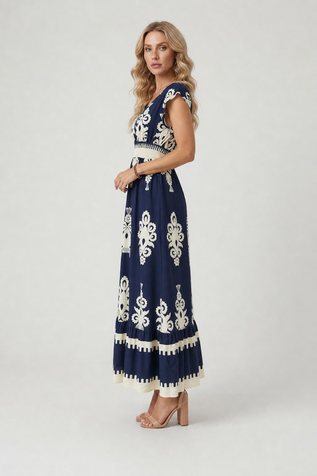 Floral V-Neck Maxi Dress - 4