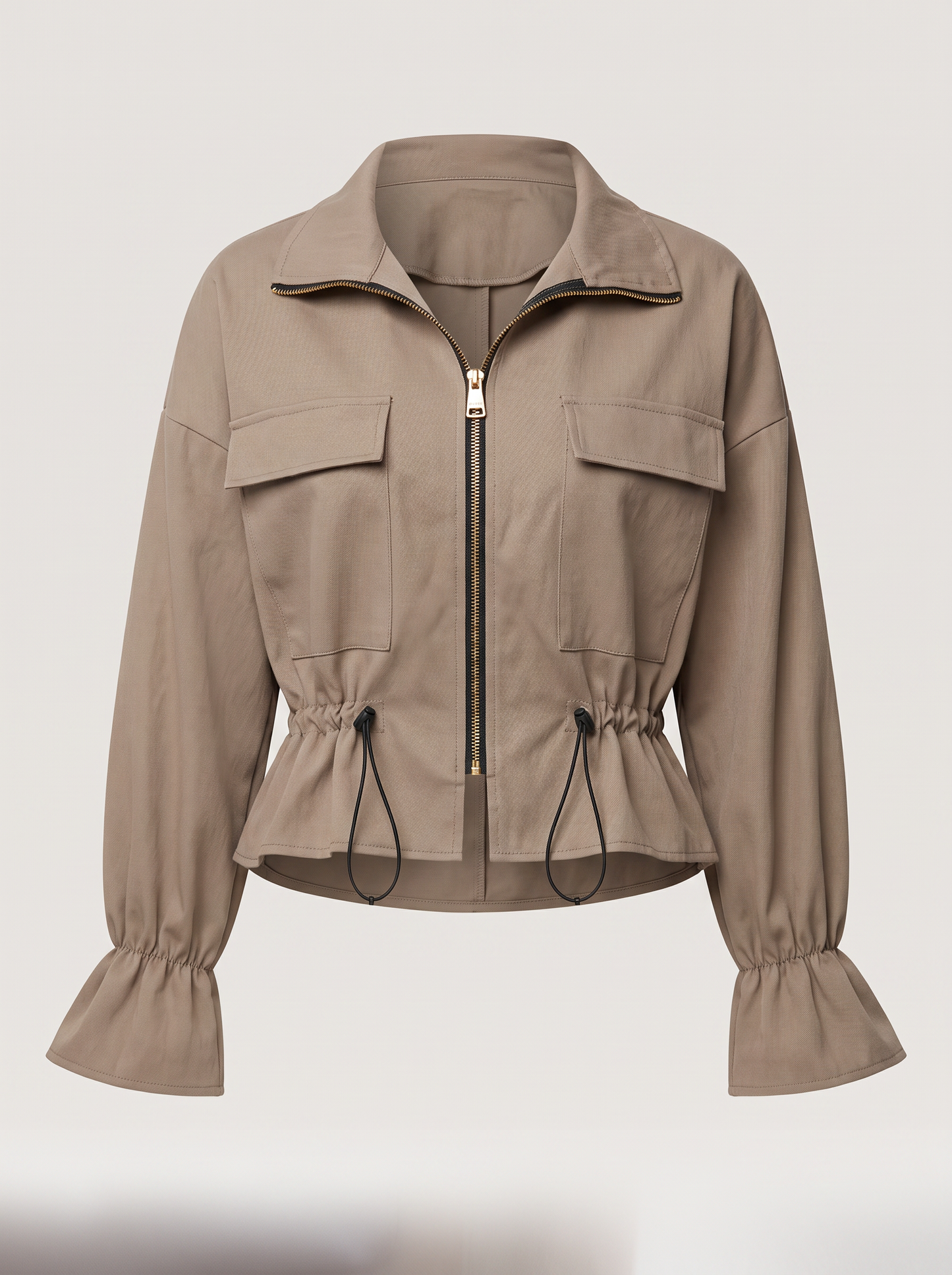 Zip-Up Jacket With Drawstring Waist