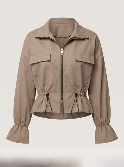 Zip-Up Jacket With Drawstring Waist
