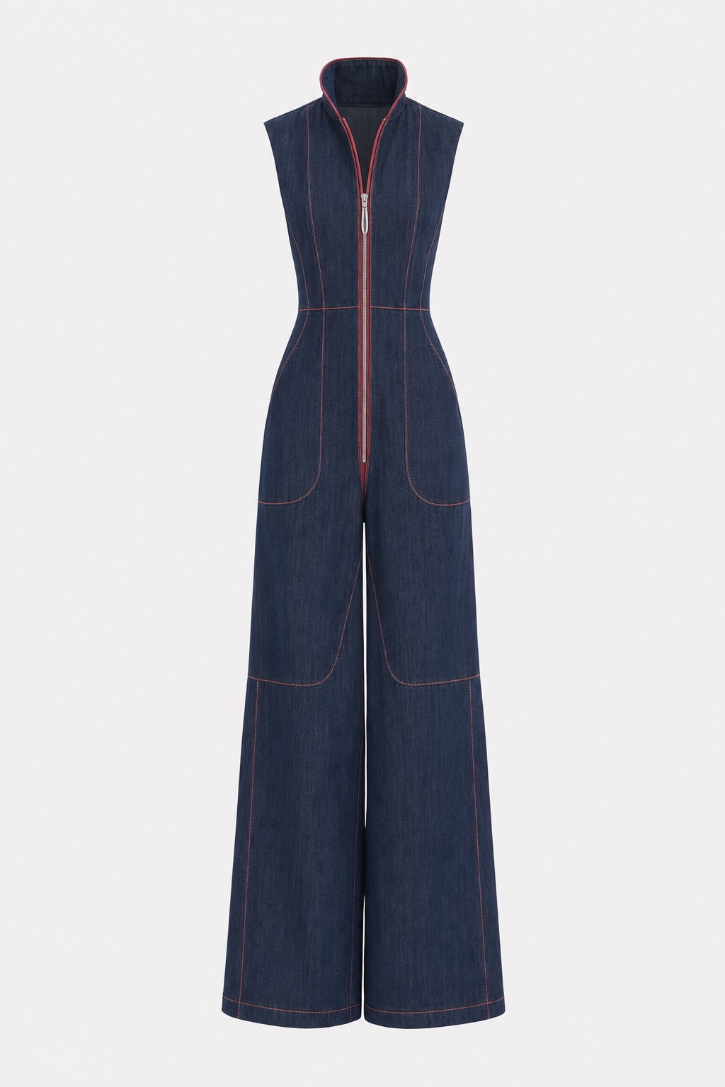 Timeless Denim High-Waisted Jumpsuit - 1